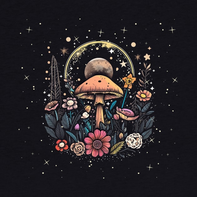 Mushroom Floral Moon by ArtThrob Designs